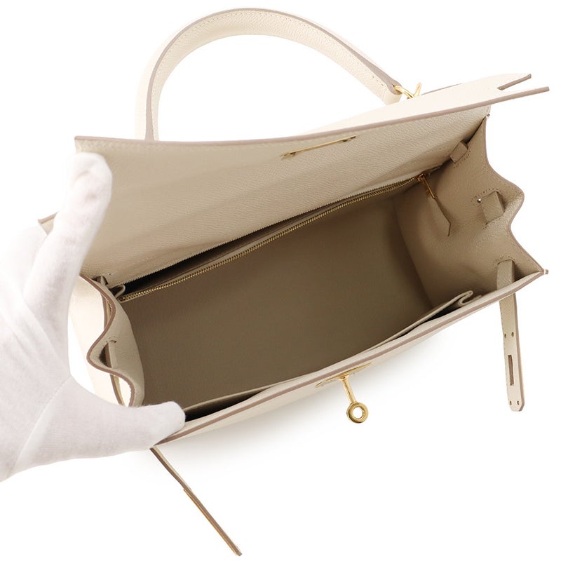 エルメス ハンドバッグ ケリー28 外縫い クレ/ゴールド金具 エプソン A刻印 HERMES Kelly 2wayバッグ