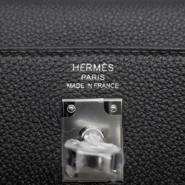 エルメス ハンドバッグ ケリー25 内縫い ブラック/シルバー金具 トゴ W刻印 HERMES 2wayショルダー 黒