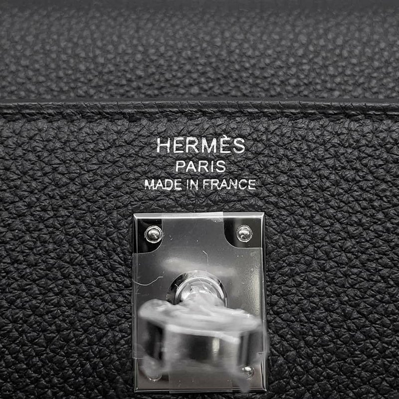 エルメス ハンドバッグ ケリー25 内縫い ブラック/シルバー金具 トゴ W刻印 HERMES 2wayショルダー 黒