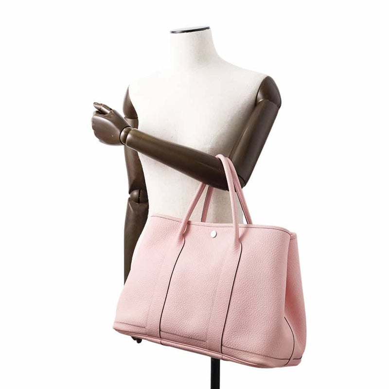 エルメス トートバッグ ガーデンパーティPM ローズサクラ/シルバー金具 カントリー T刻印