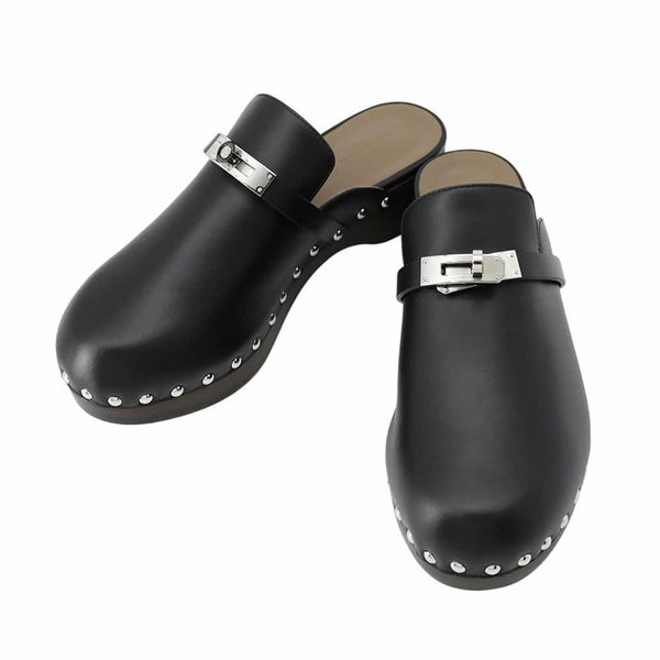 エルメス ミュール カルロッタ ケリー カーフレザー レディースサイズ38 HERMES 靴 黒