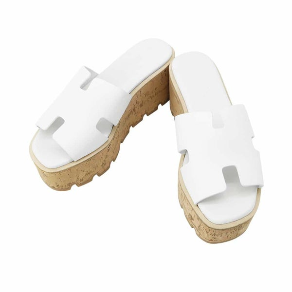 エルメス サンダル エズ 30 Eze レザー レディースサイズ34 HERMES 靴 白