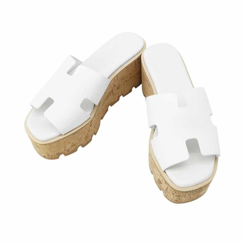 エルメス サンダル エズ 30 Eze レザー レディースサイズ34 HERMES 靴 白