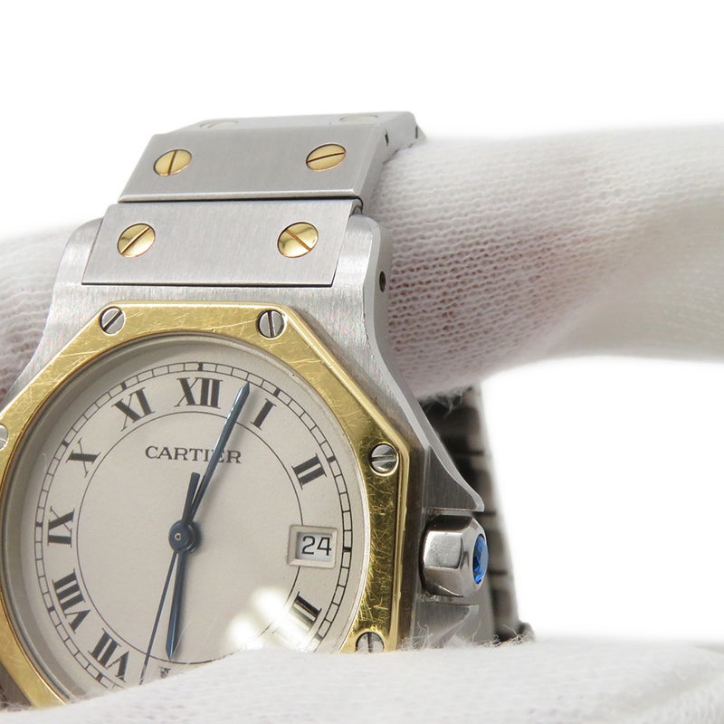 カルティエ サントスオクタゴン LM W2001583/187902 Cartier 腕時計 アイボリー文字盤 ヴィンテージ