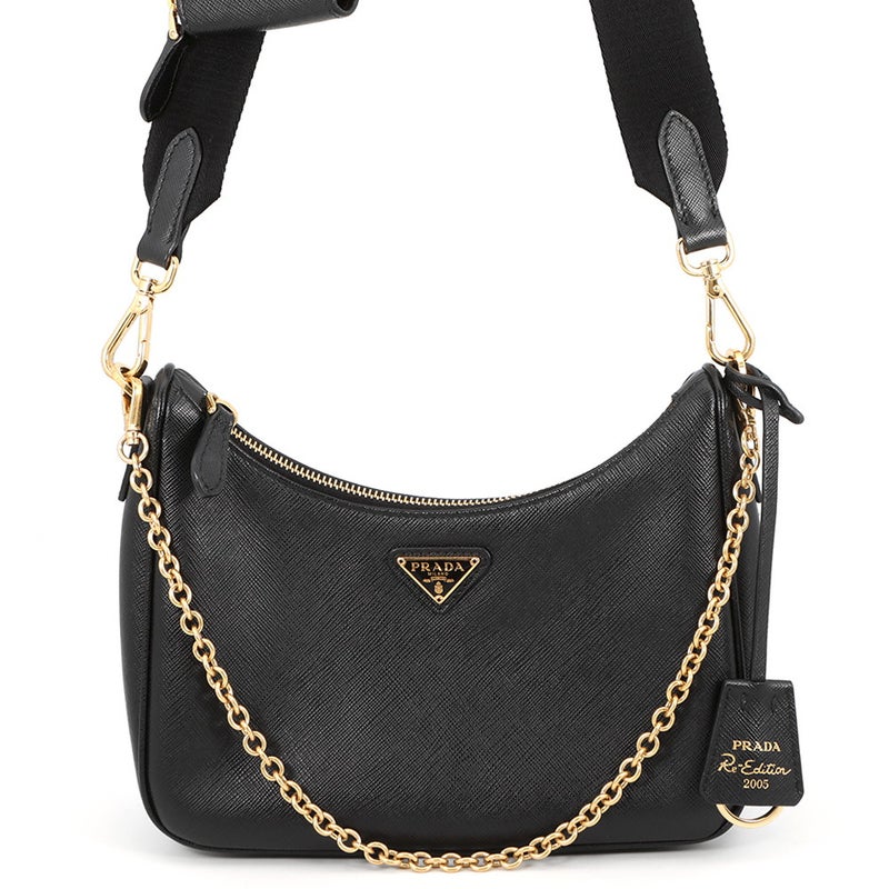 プラダ ショルダーバッグ Re-Edition 2005 サフィアーノレザー 1BH204 PRADA 2wayバッグ 黒