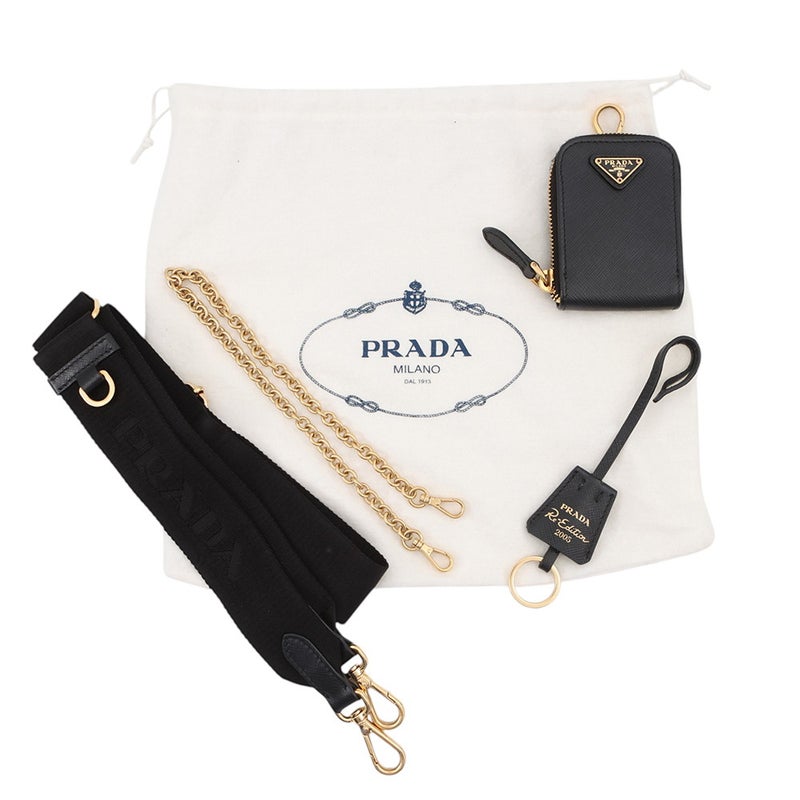 プラダ ショルダーバッグ Re-Edition 2005 サフィアーノレザー 1BH204 PRADA 2wayバッグ 黒