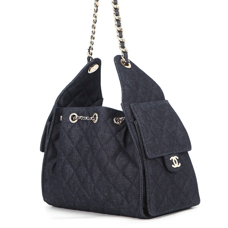 シャネル チェーンショルダーバッグ ココマーク マトラッセ CHANEL 25 スモール デニム AS5293 CHANEL 黒