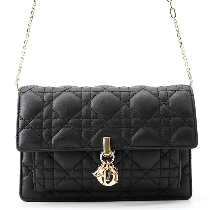ディオール チェーンショルダーバッグ カナージュ My Dior デイリーチェーンポーチ ラムスキン S0937ONMJ 黒