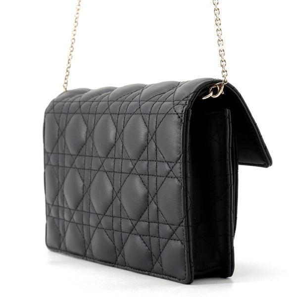 ディオール チェーンショルダーバッグ カナージュ My Dior デイリーチェーンポーチ ラムスキン S0937ONMJ 黒