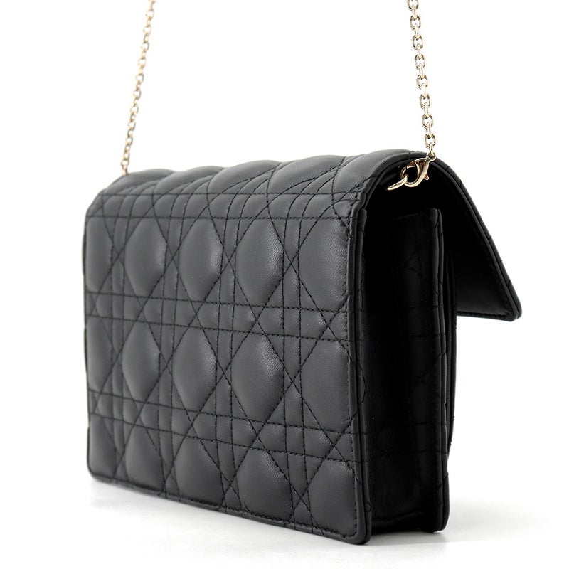 ディオール チェーンショルダーバッグ カナージュ My Dior デイリーチェーンポーチ ラムスキン S0937ONMJ 黒