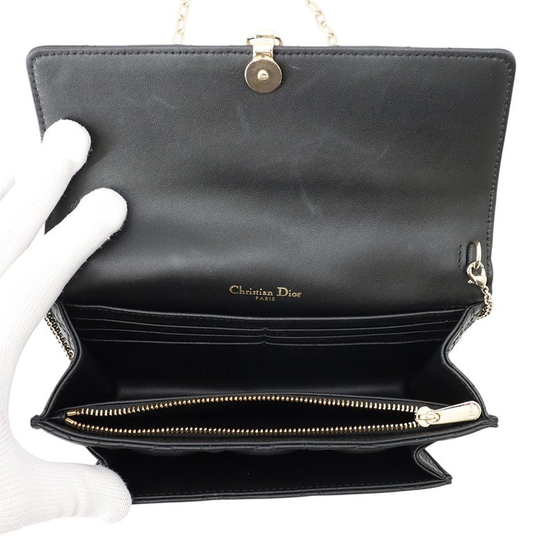 ディオール チェーンショルダーバッグ カナージュ My Dior デイリーチェーンポーチ ラムスキン S0937ONMJ 黒