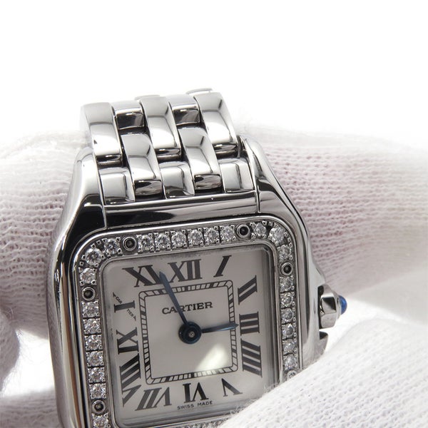 カルティエ パンテール ドゥ カルティエ SM ダイヤベゼル W4PN0007 クォーツ Cartier 腕時計 白文字盤