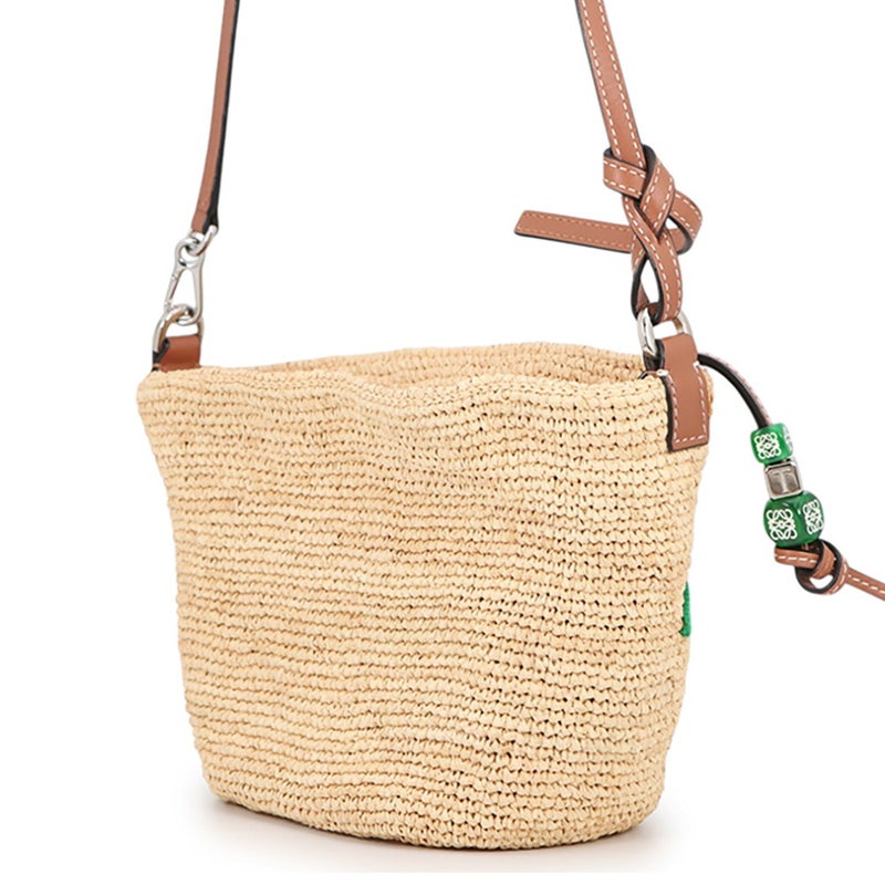 ロエベ ショルダーバッグ パウラズイビザ コラボ タートル ラフィア LOEWE バスケットバッグ ポシェット