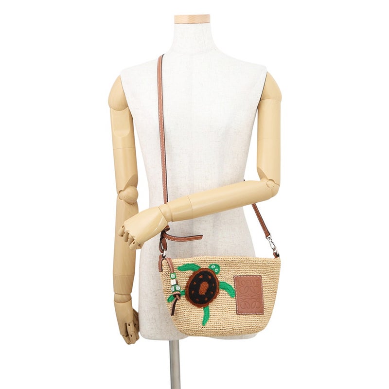 ロエベ ショルダーバッグ パウラズイビザ コラボ タートル ラフィア LOEWE バスケットバッグ ポシェット
