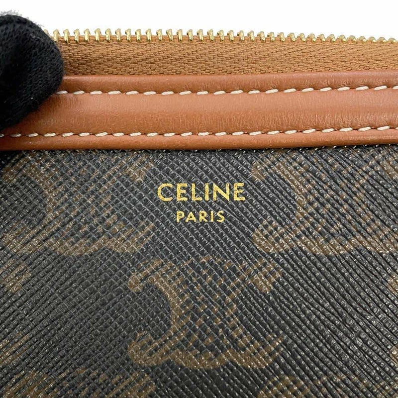 セリーヌ チェーンショルダーバッグ トリオンフ チェーンクラッチ 10E382 CELINE ポーチ ブラウン
