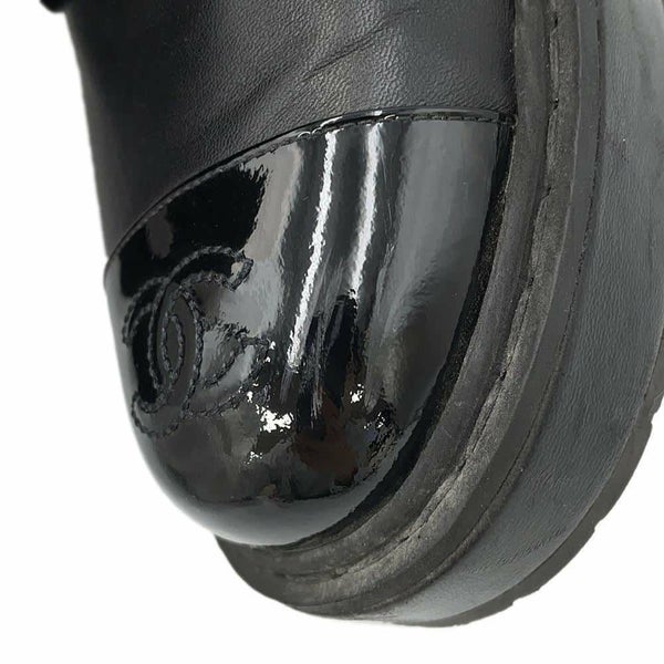 シャネル ショートブーツ ココマーク レースアップ パテント フェイクパール レディースサイズ37 1/2C G33169 靴 黒