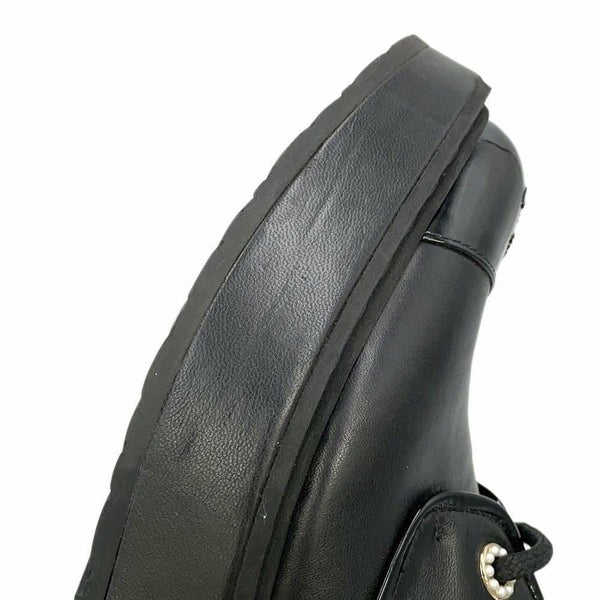 シャネル ショートブーツ ココマーク レースアップ パテント フェイクパール レディースサイズ37 1/2C G33169 靴 黒