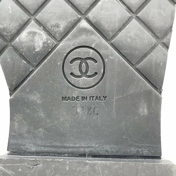 シャネル ショートブーツ ココマーク レースアップ パテント フェイクパール レディースサイズ37 1/2C G33169 靴 黒