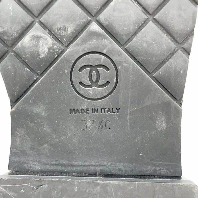 シャネル ショートブーツ ココマーク レースアップ パテント フェイクパール レディースサイズ37 1/2C G33169 靴 黒