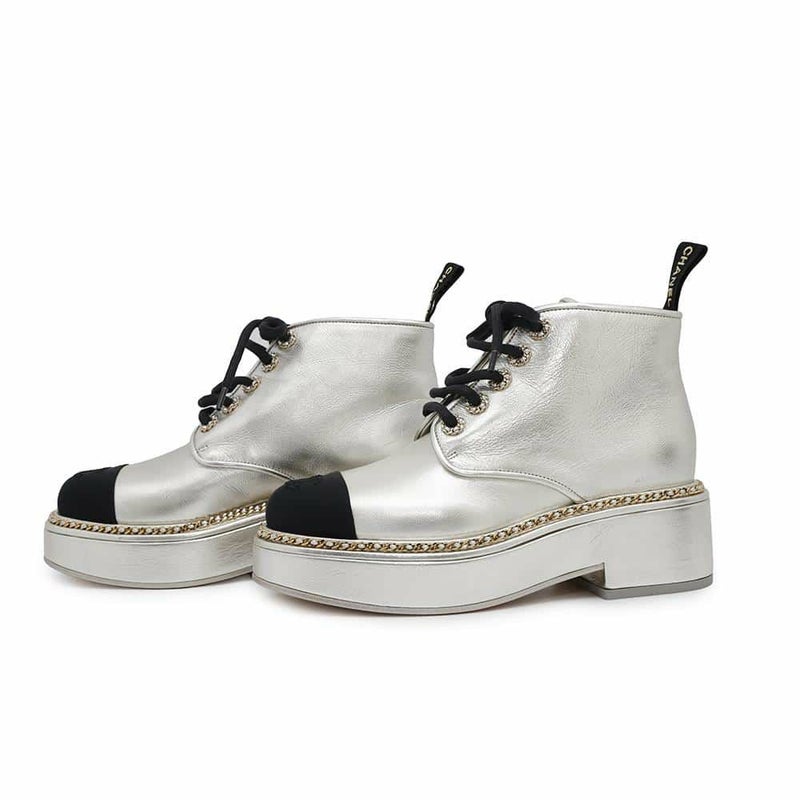 シャネル ショートブーツ ココマーク レースアップ レザー レディースサイズ37C G35367 CHANEL 靴