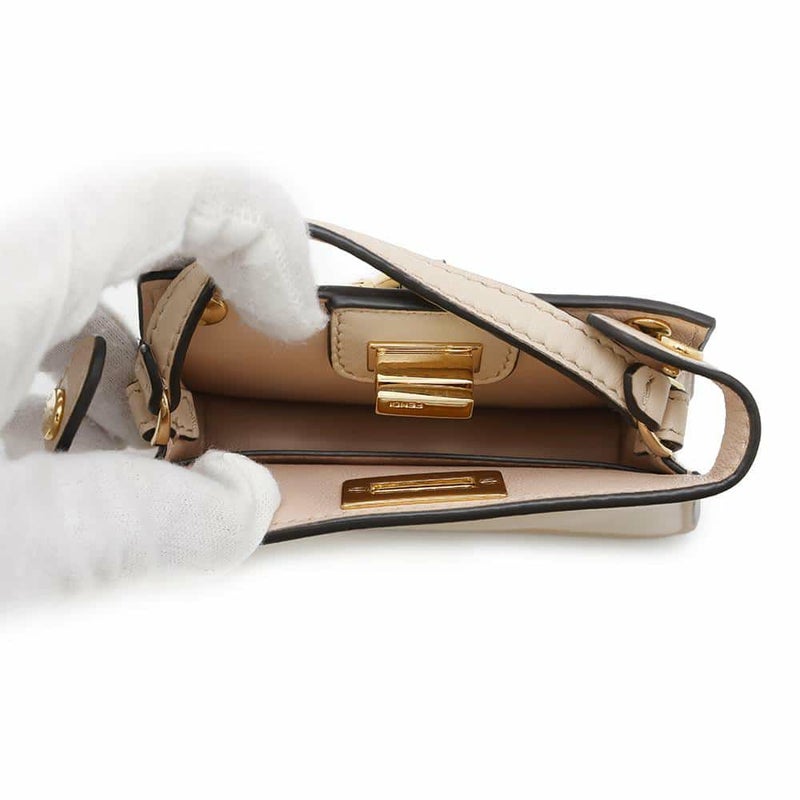 フェンディ チェーンショルダーポーチ ナノピーカブー レザー 7AR993 FENDI ポシェット バッグチャーム