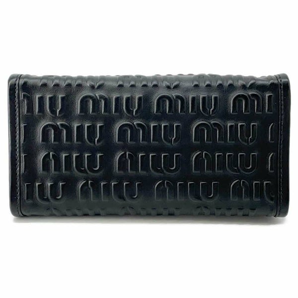 ミュウミュウ ハンドバッグ エンボスロゴ レザー 5BA243 Miu Miu 2wayショルダーバッグ 黒
