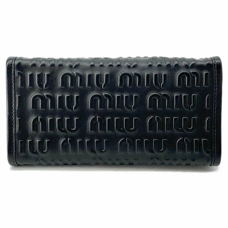 ミュウミュウ ハンドバッグ エンボスロゴ レザー 5BA243 Miu Miu 2wayショルダーバッグ 黒