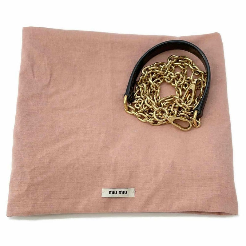 ミュウミュウ ハンドバッグ エンボスロゴ レザー 5BA243 Miu Miu 2wayショルダーバッグ 黒