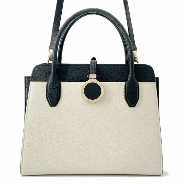 ブルガリ ハンドバッグ アルバ レザー BVLGARI 2wayショルダーバッグ 黒 白