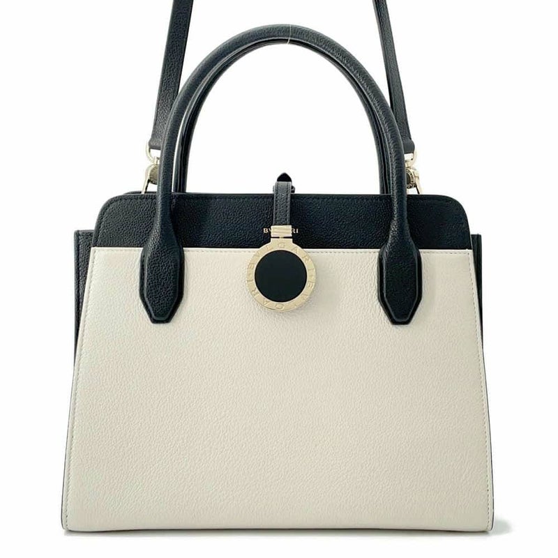 ブルガリ ハンドバッグ アルバ レザー BVLGARI 2wayショルダーバッグ 黒 白