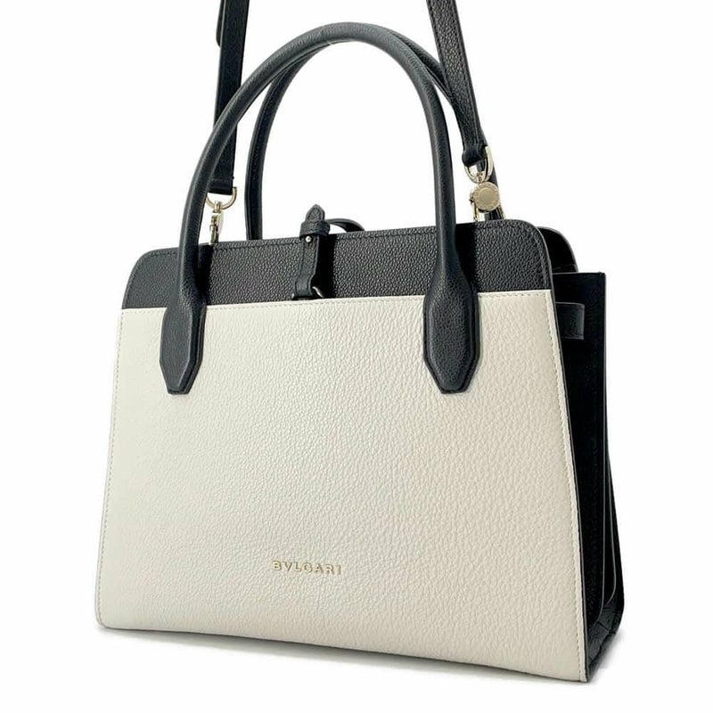 ブルガリ ハンドバッグ アルバ レザー BVLGARI 2wayショルダーバッグ 黒 白