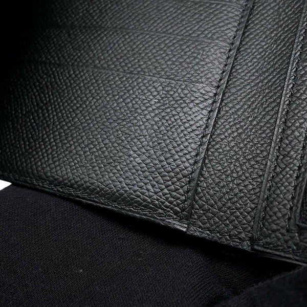 エルメス 三つ折り財布 クリック12 ブラック/シルバー金具 エプソン C刻印 HERMES 黒 財布