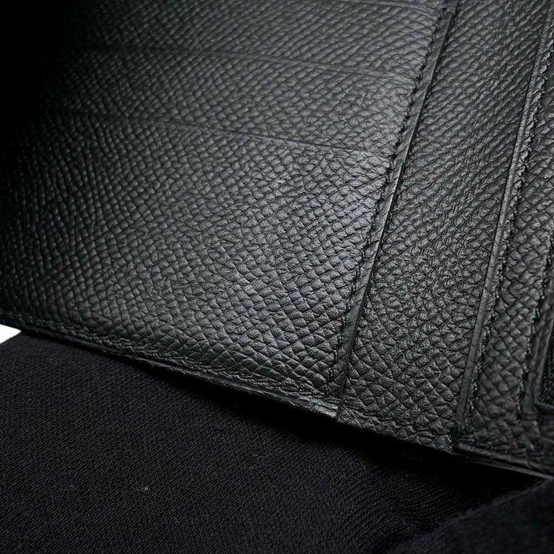 エルメス 三つ折り財布 クリック12 ブラック/シルバー金具 エプソン C刻印 HERMES 黒 財布