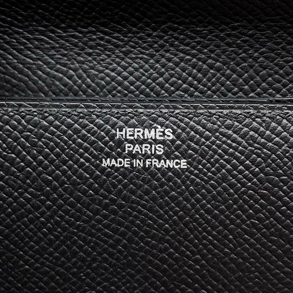 エルメス 三つ折り財布 クリック12 ブラック/シルバー金具 エプソン C刻印 HERMES 黒 財布