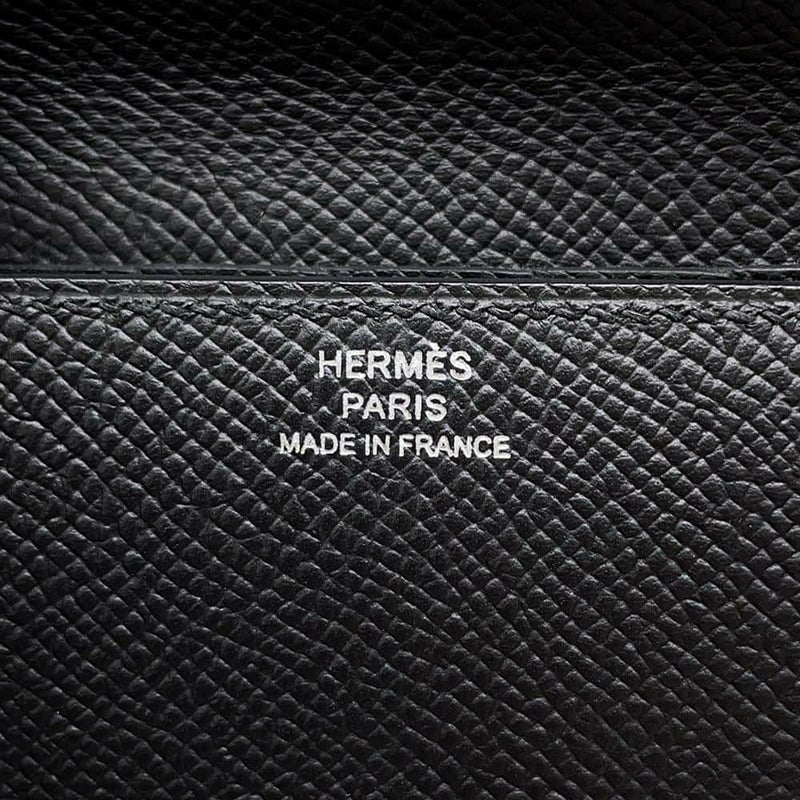 エルメス 三つ折り財布 クリック12 ブラック/シルバー金具 エプソン C刻印 HERMES 黒 財布