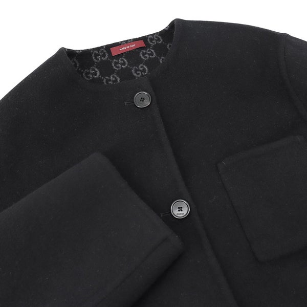 グッチ ジャケット リバーシブル ウールシルク レディースサイズ36 840657 GUCCI アウター 黒