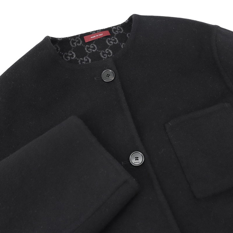 グッチ ジャケット リバーシブル ウールシルク レディースサイズ36 840657 GUCCI アウター 黒