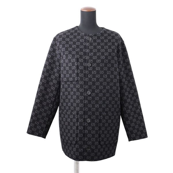 グッチ ジャケット リバーシブル ウールシルク レディースサイズ36 840657 GUCCI アウター 黒