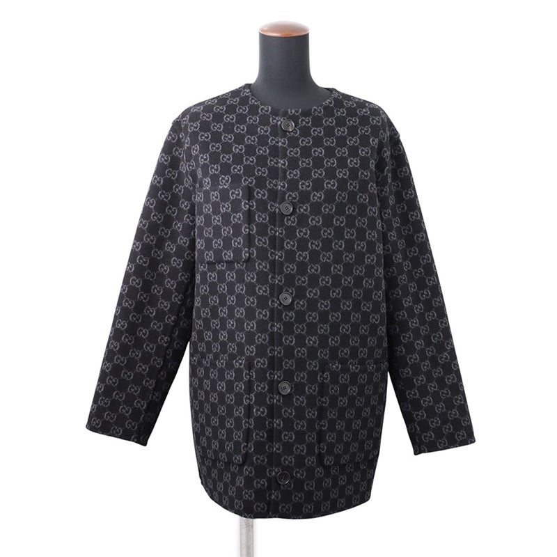 グッチ ジャケット リバーシブル ウールシルク レディースサイズ36 840657 GUCCI アウター 黒