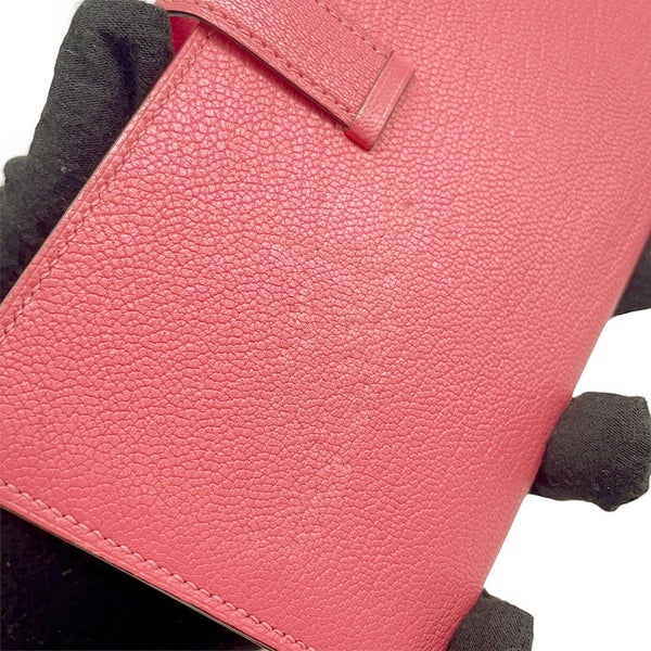 エルメス 長財布 ベアンスフレ マチ有り ローズリップスティック/ゴールド金具 シェブルミゾル A刻印 シェーブル