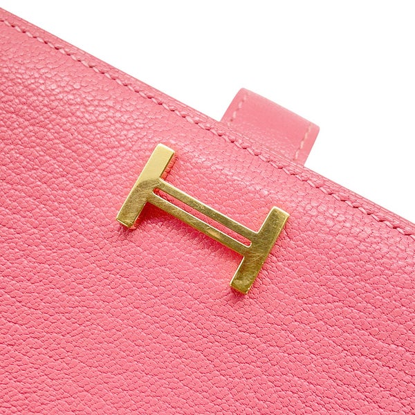 エルメス 長財布 ベアンスフレ マチ有り ローズリップスティック/ゴールド金具 シェブルミゾル A刻印 シェーブル