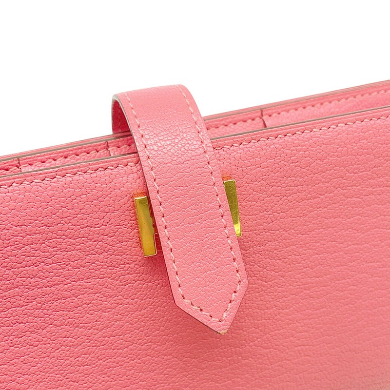 エルメス 長財布 ベアンスフレ マチ有り ローズリップスティック/ゴールド金具 シェブルミゾル A刻印 シェーブル