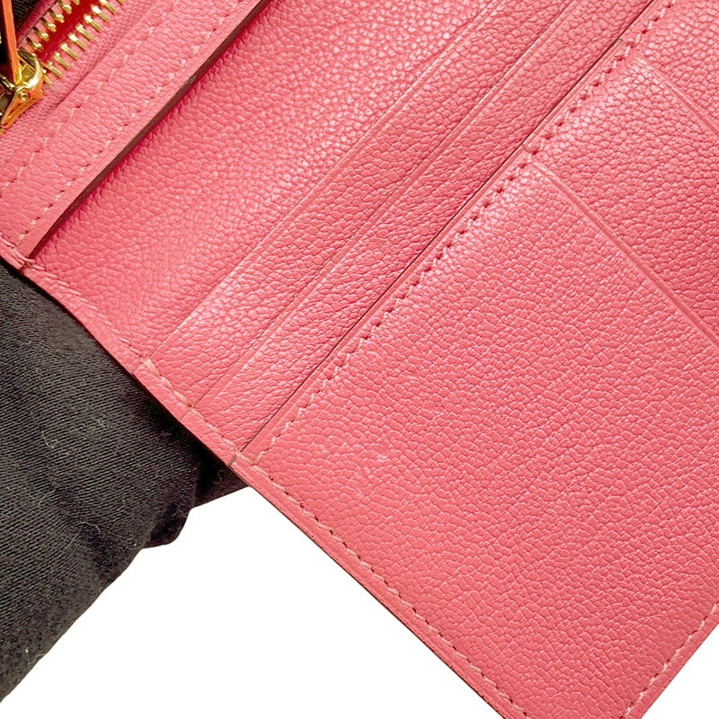 エルメス 長財布 ベアンスフレ マチ有り ローズリップスティック/ゴールド金具 シェブルミゾル A刻印 シェーブル