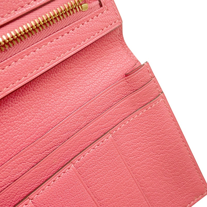 エルメス 長財布 ベアンスフレ マチ有り ローズリップスティック/ゴールド金具 シェブルミゾル A刻印 シェーブル