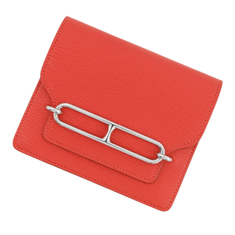 エルメス 財布 ロウリス ルリ スリム ルージュクー/シルバー金具 シェブルミゾル Z刻印 HERMES 財布