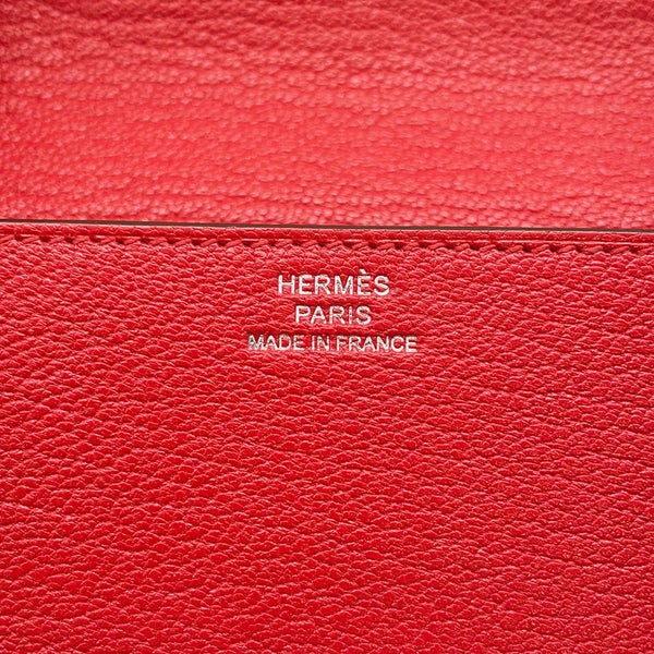 エルメス 財布 ロウリス ルリ スリム ルージュクー/シルバー金具 シェブルミゾル Z刻印 HERMES 財布