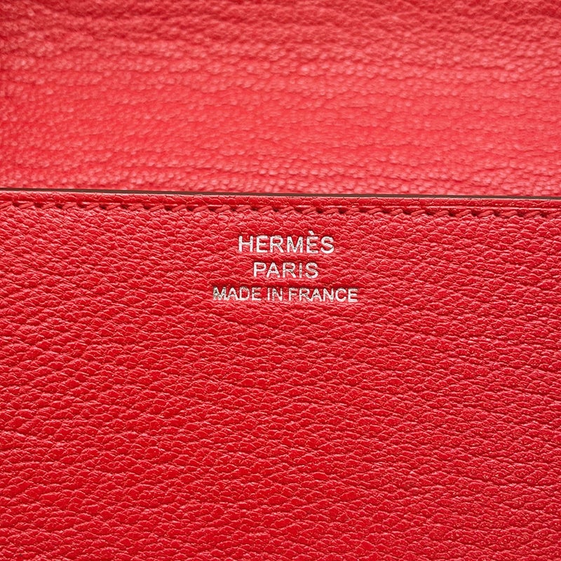 エルメス 財布 ロウリス ルリ スリム ルージュクー/シルバー金具 シェブルミゾル Z刻印 HERMES 財布