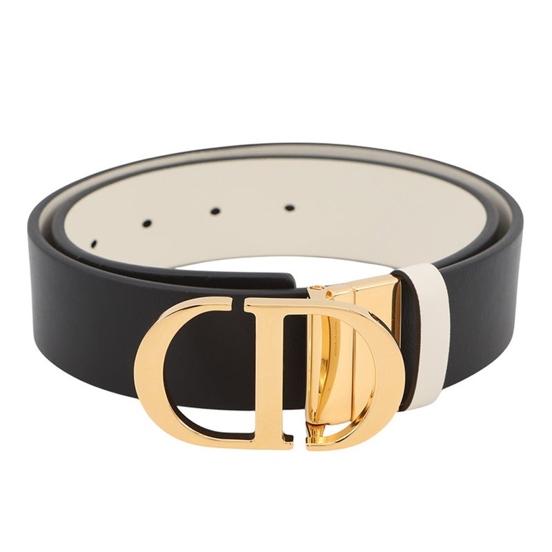 クリスチャン・ディオール ベルト 30モンテーニュ リバーシブル カーフレザー B0447UWGA Christian Dior 黒 白