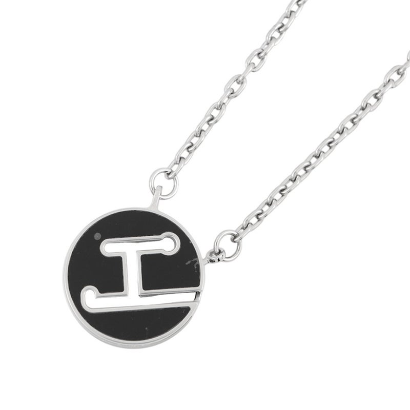 エルメス ネックレス ラビリンス ブラック/シルバー金具 HERMES アクセサリー 黒