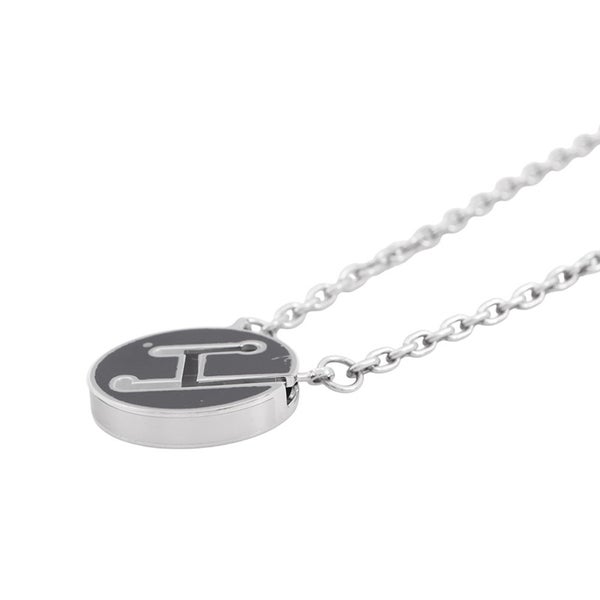 エルメス ネックレス ラビリンス ブラック/シルバー金具 HERMES アクセサリー 黒